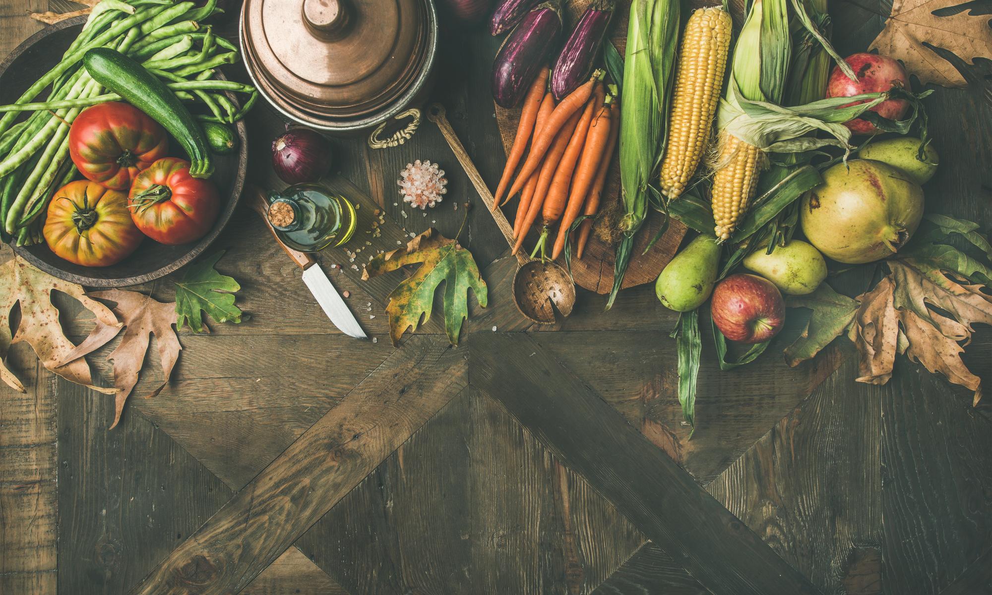 Small local market ingredients arranged on table